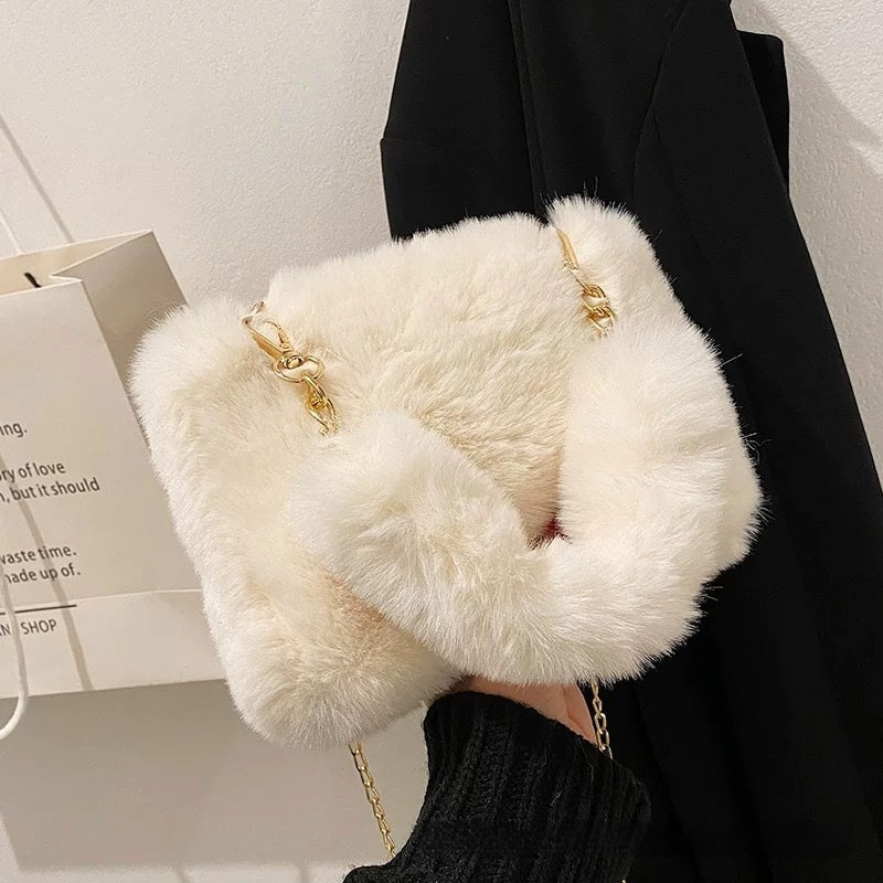 Borsa a tracolla quadrata in peluche