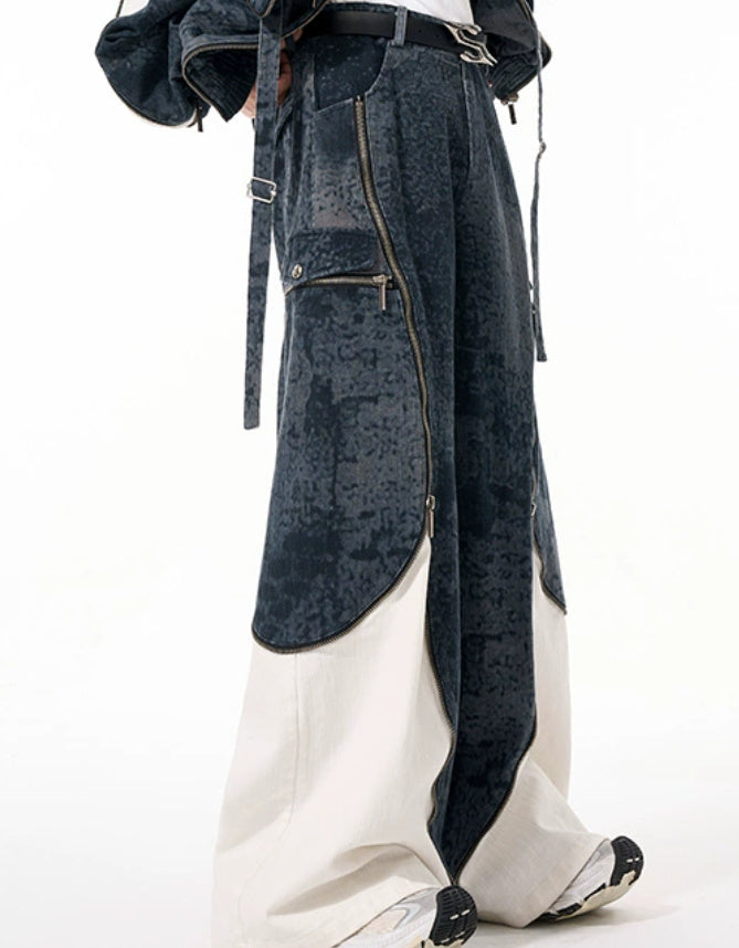 Zipper Structure Stitching Design Sense Machete Jeans