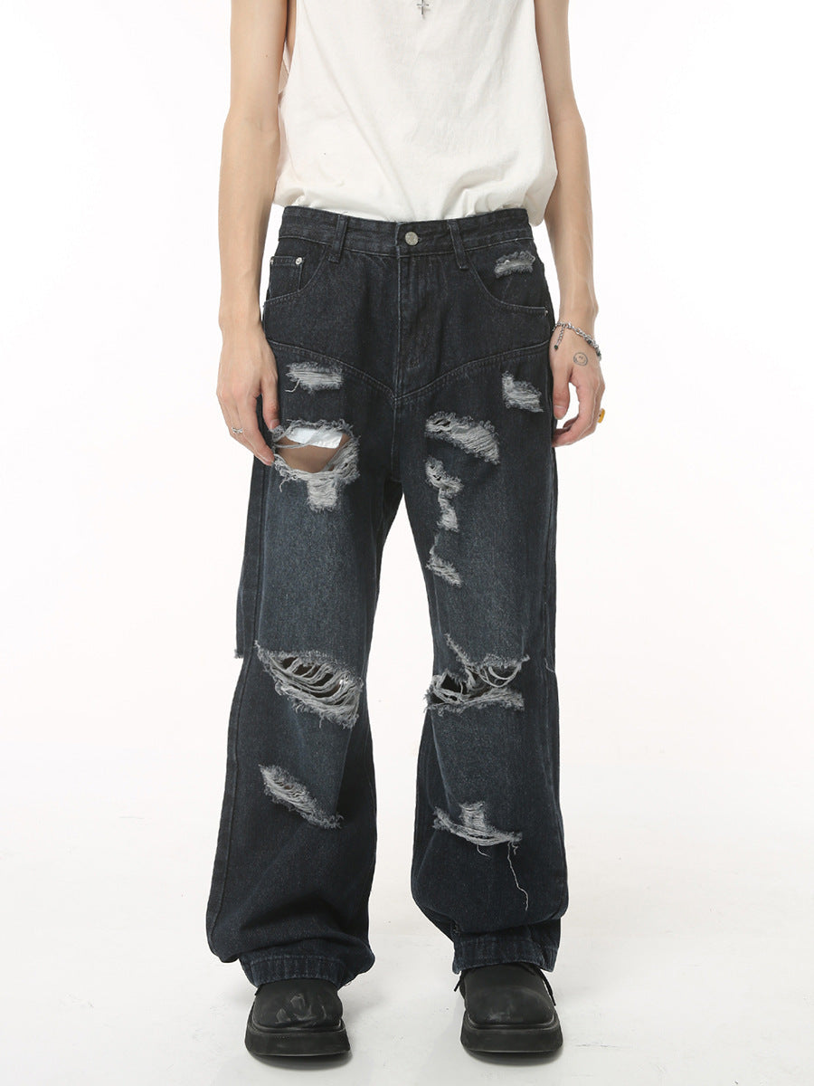 Summer Retro Loose Hole High Street Hip Hop Jeans