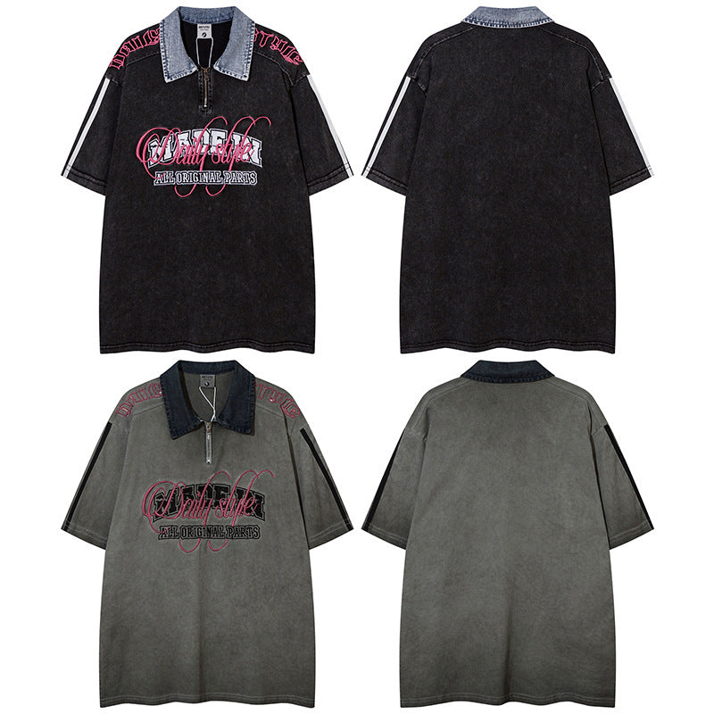 T-shirt a maniche corte con risvolto vecchio lavato di High Street