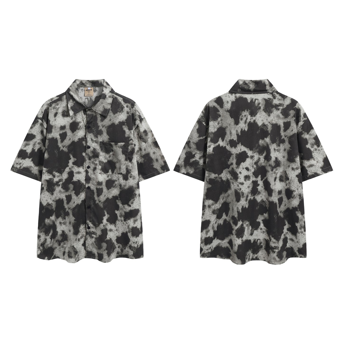 Summer Beach Short Sleeve Men Loose-fitting Retro Style Printed Shirt