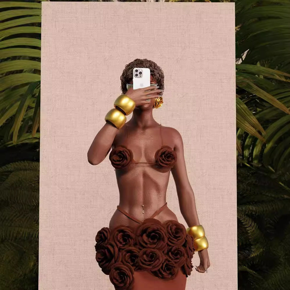 Three-dimensional Flower Sheath Dress Two-piece Set