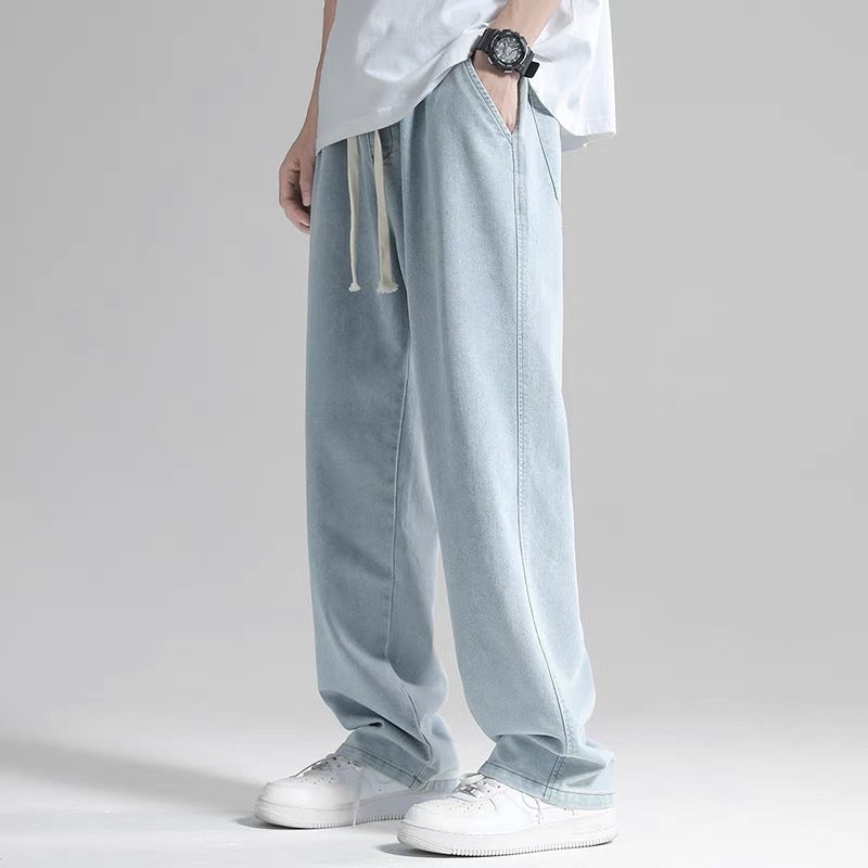 Straight Jeans  Loose Drooping Wide Leg Draping Mop