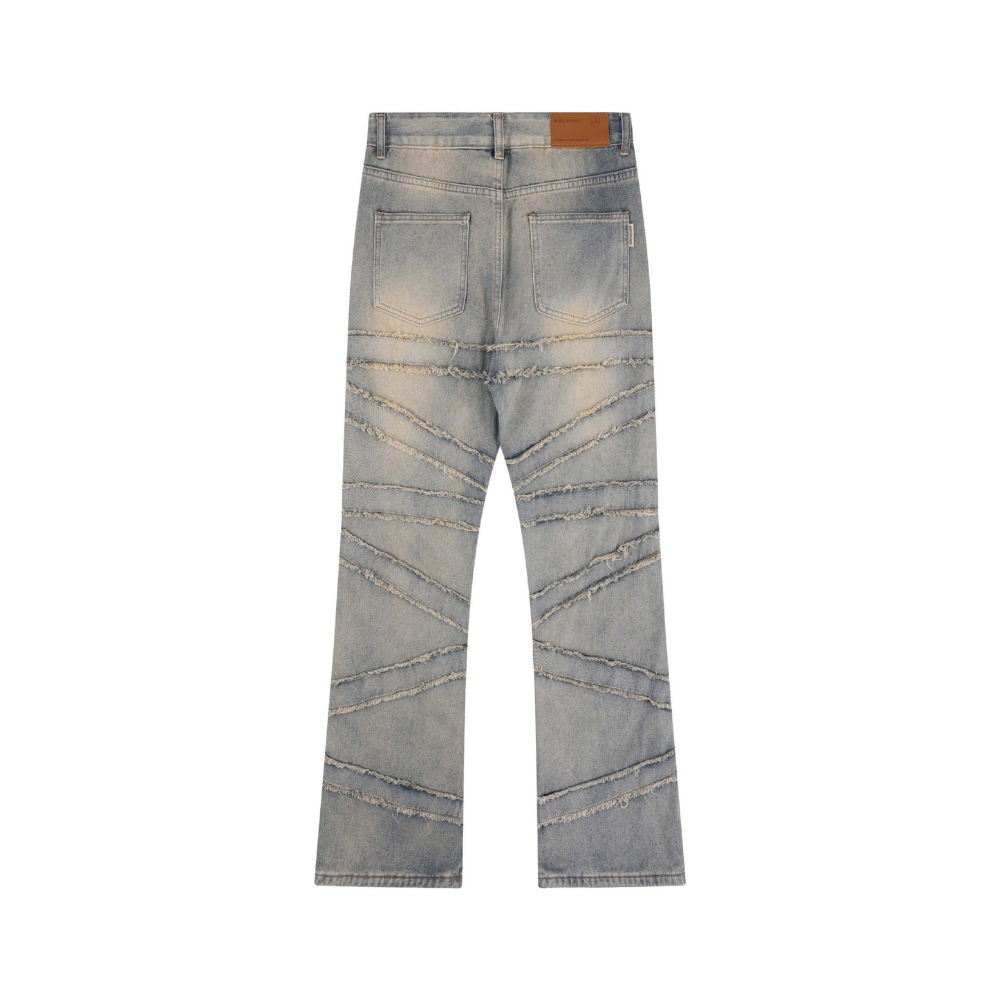 High Street American Washed Distressed Stitching Jeans With Whiskers Men