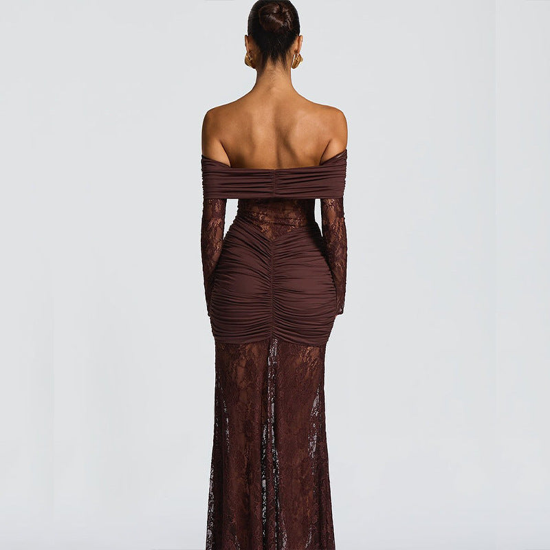 Bandeau Slim-fit Long Dress Lace Dress