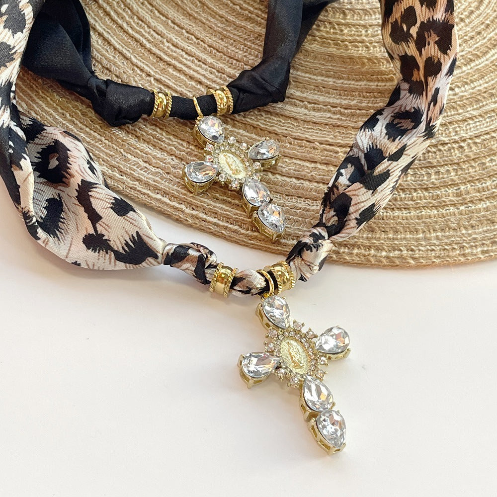 Light-luxury Elegant Printed Silk Scarf Necklace