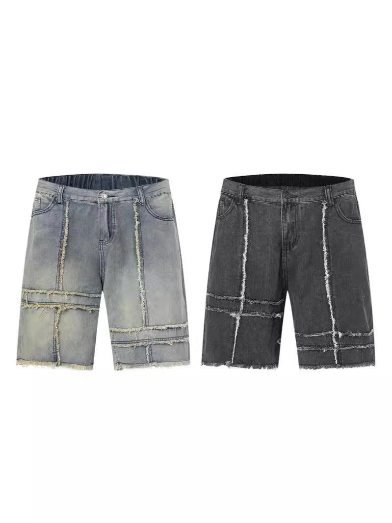 Pantaloncini in denim con cuciture estive alla moda da uomo