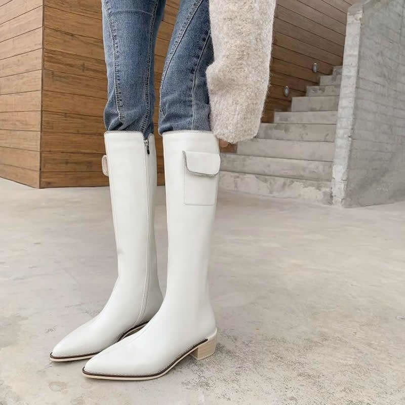 Bottes pointues rétro à talons mi-hauts et à talons épais en filet rouge Tide