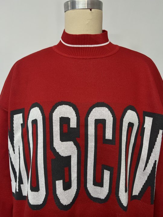 American Street Style Round Neck Contrast Color Letter Sweater