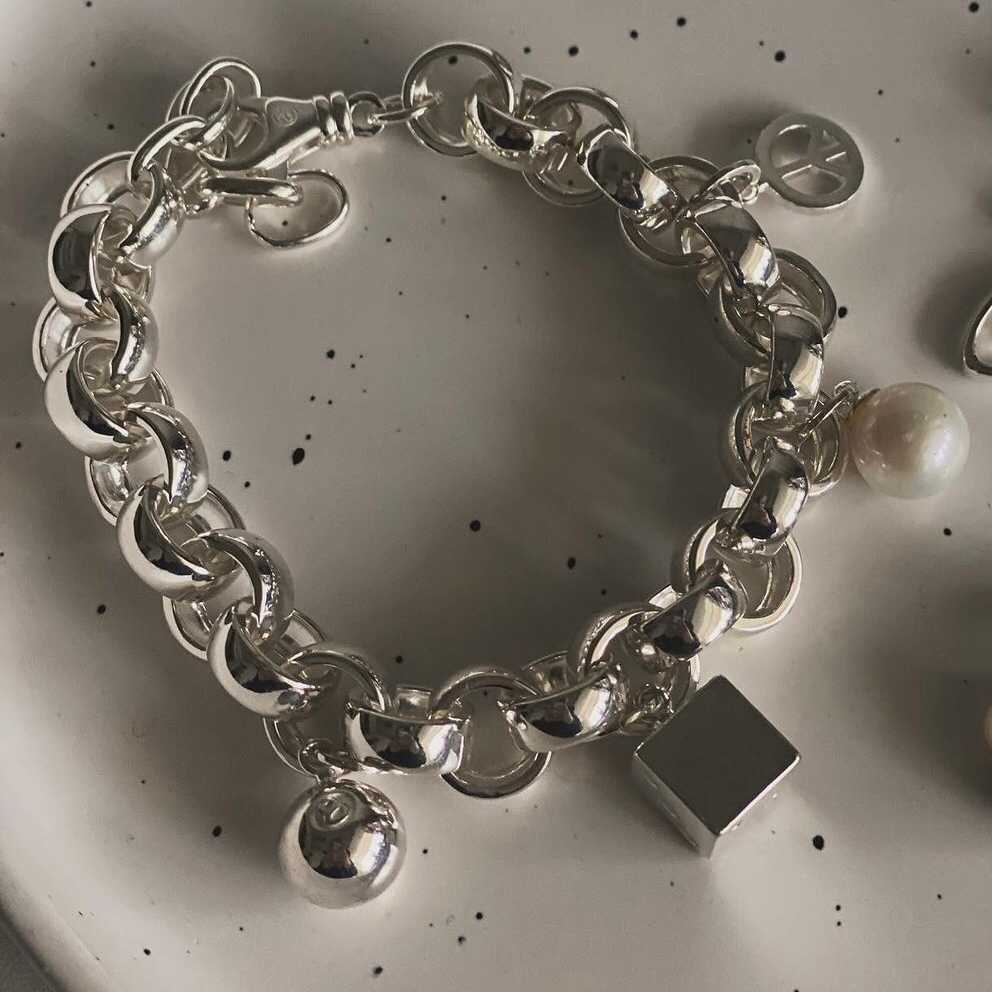 Bracciale Lovers Wild Commuter in argento sterling con dadi di perle e 8 palline