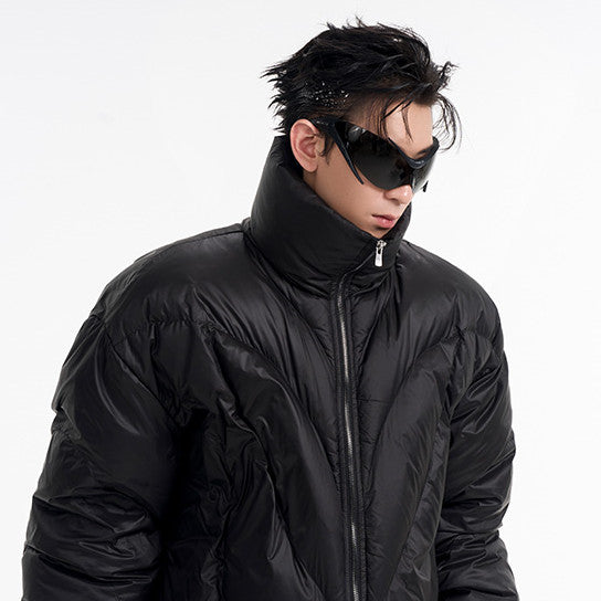 Black Stand-up Collar Profile Winter Thick Coat Tide