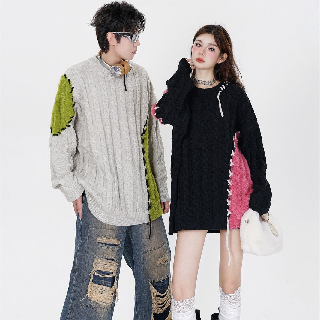 Men And Women Couple Crew Neck Casual Sweater