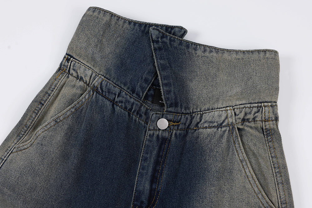 Design Loose Cool Multi-pocket Contrast Color Inkjet Trousers