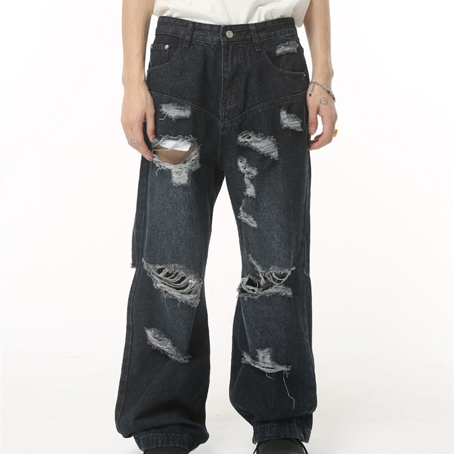 Summer Retro Loose Hole High Street Hip Hop Jeans