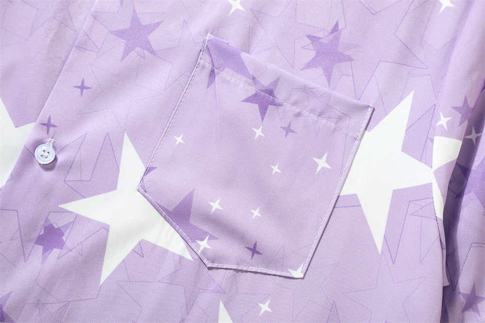 Summer Five-pointed Star Printed Short-sleeved Shirt