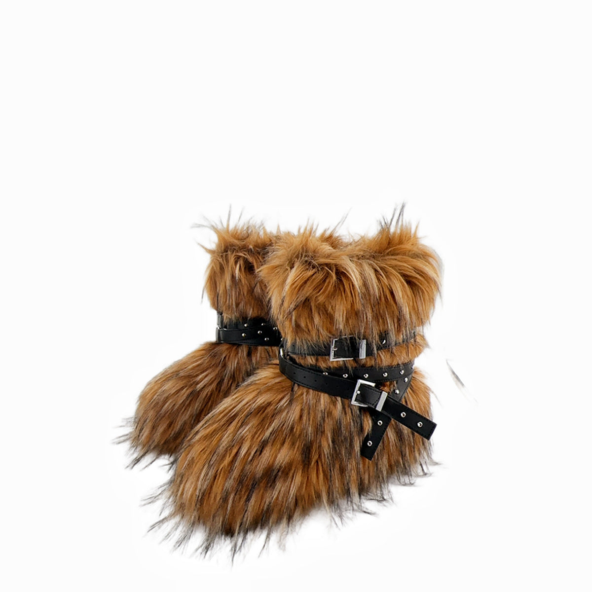 Bottes en laine à rivets, coupe ajustée, couleur foncée, à lacets