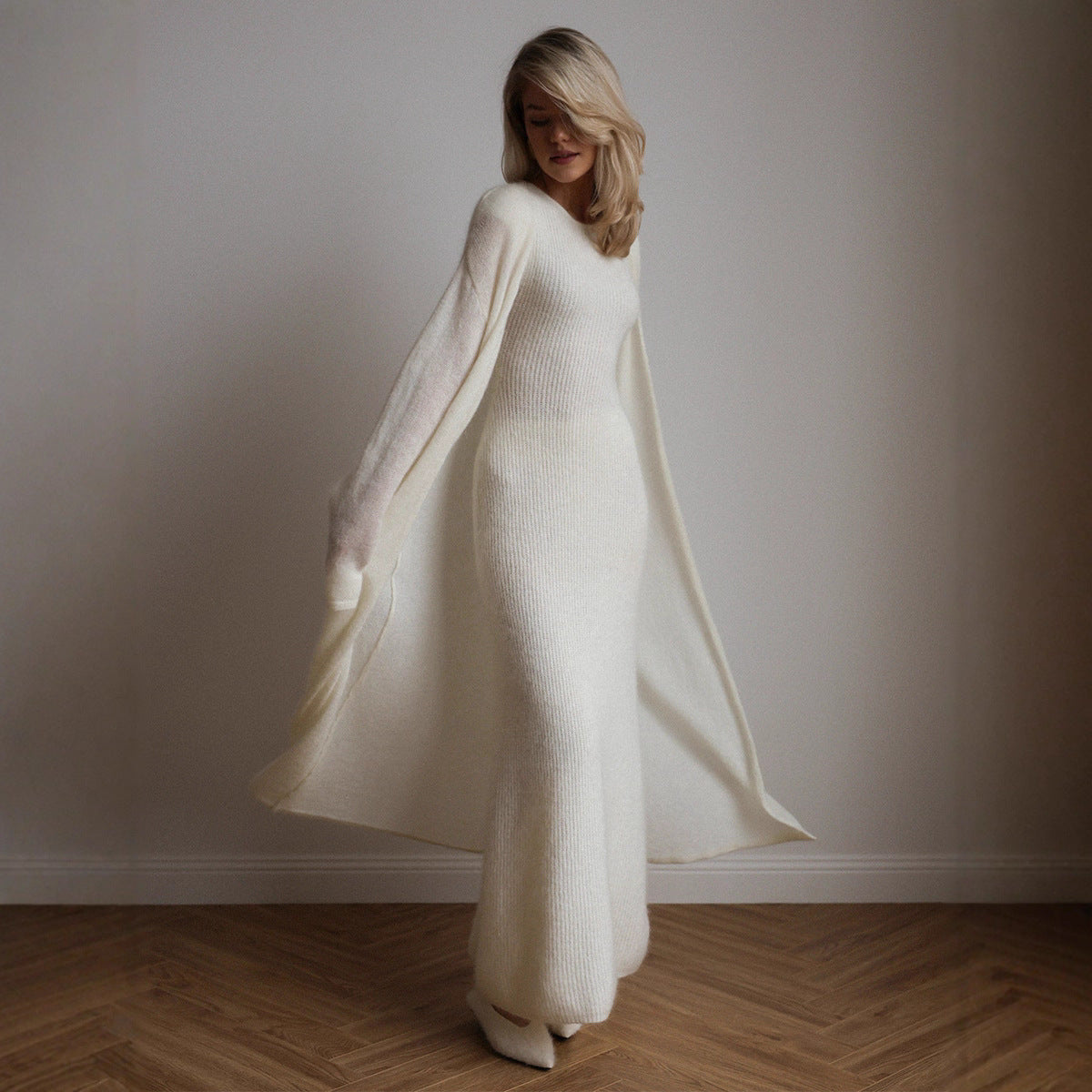 Ensemble deux pièces cardigan, cardigan tricoté, robe sans manches