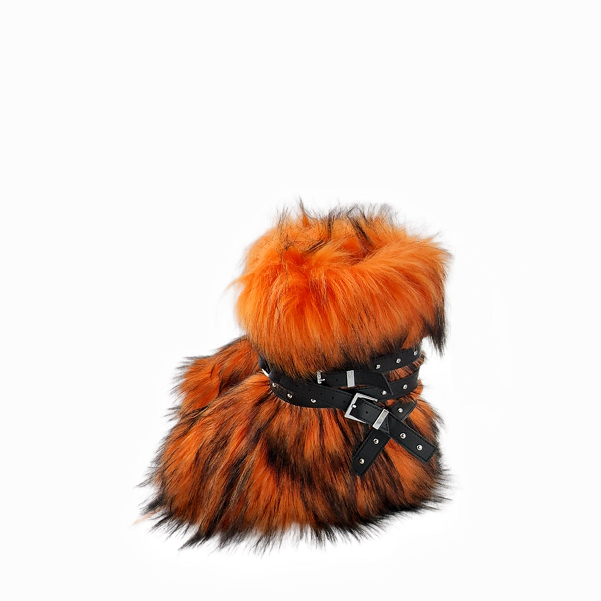 Bottes en laine à rivets, coupe ajustée, couleur foncée, à lacets