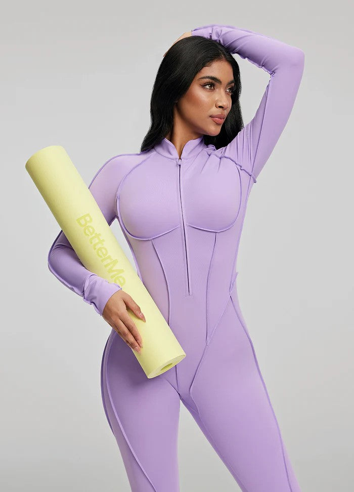 Women's Fashion Long Sleeve Zipper Slim Fit Jumpsuit