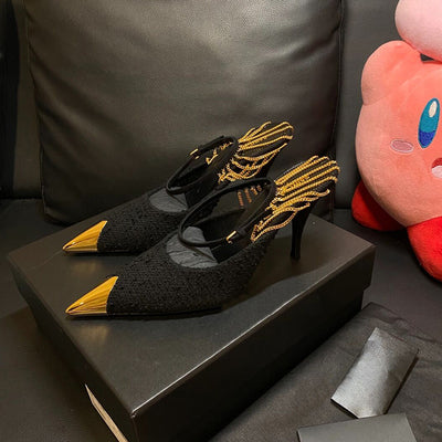 High Heels Feminine Metal Pointed Toe Buckle Strap