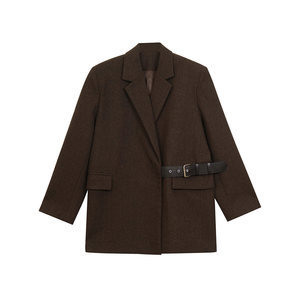 American Style Padded Shoulder Woolen Suit Women's Design Wide Waist-tight Suit Jacket