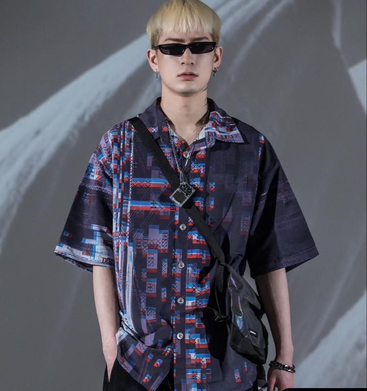 Chemise ample imprimée à manches cinq points