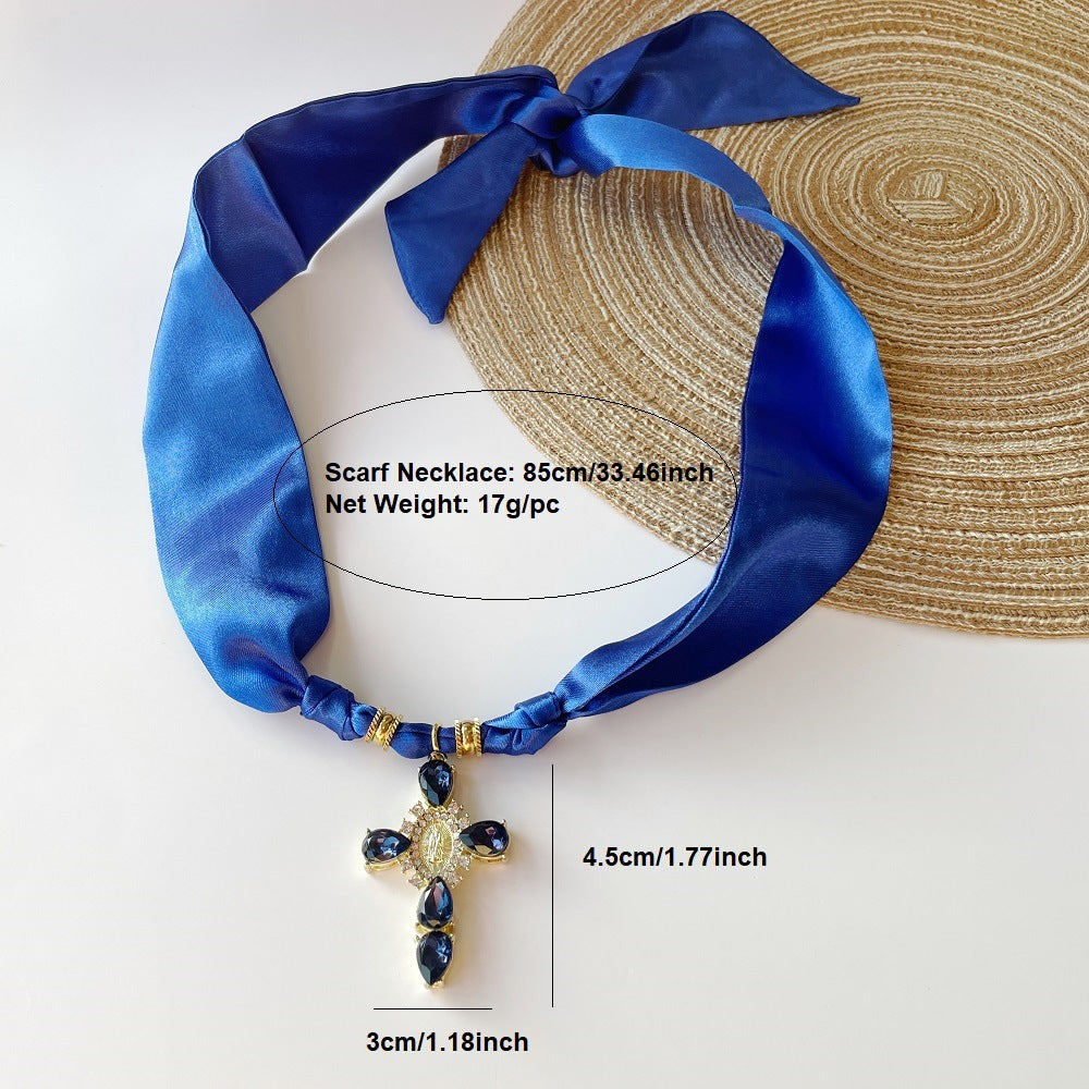 Light-luxury Elegant Printed Silk Scarf Necklace