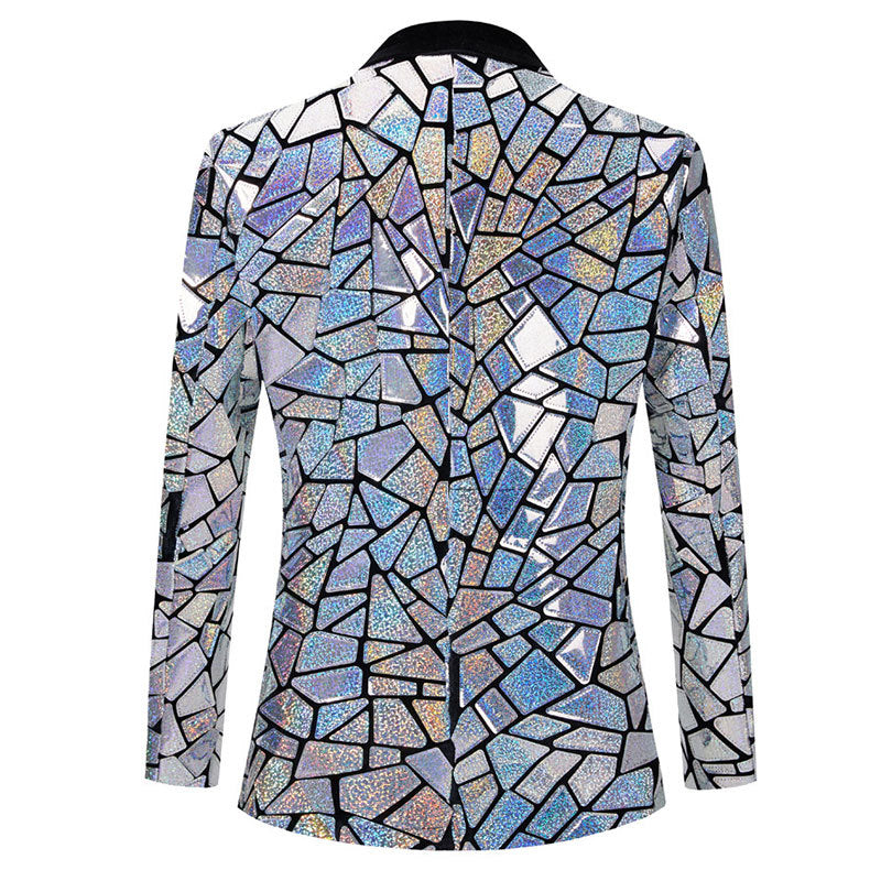 Men's Fashion Laser Imitation Mirror Sequin Suit Jacket