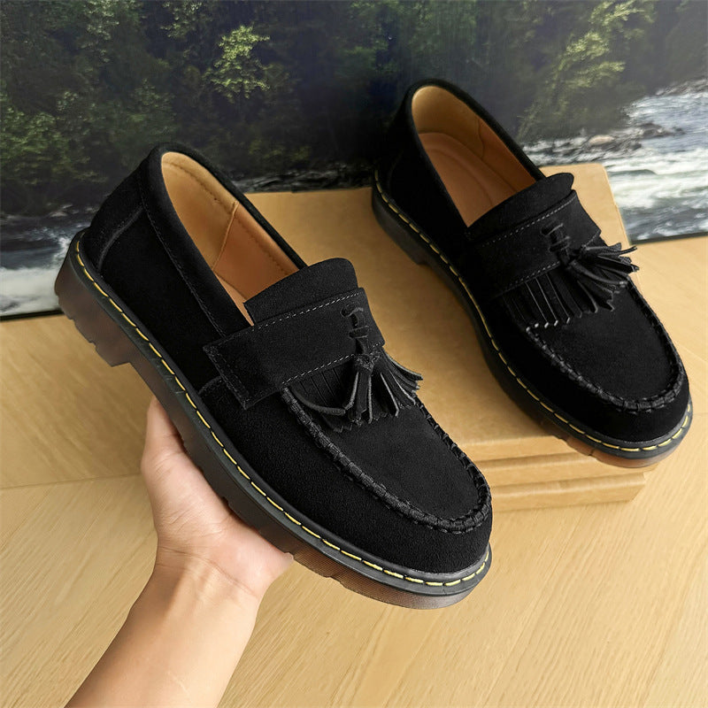 Fur Platform Woven Tassel Men's Shoes Martin Boots