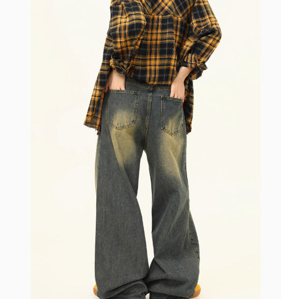 Loose Straight Washed Jeans