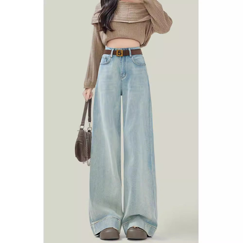 Loose Straight Light Color High Waist Jeans