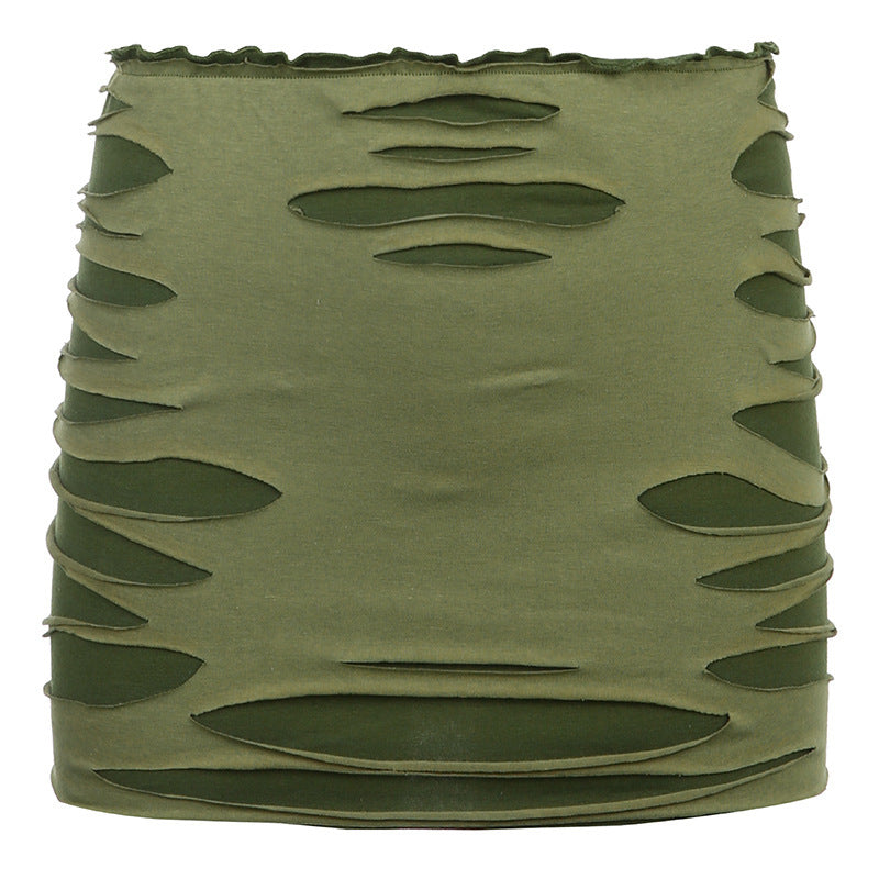 Ensemble gilet et jupe tailleur à franges de champignons irrégulières et perforées