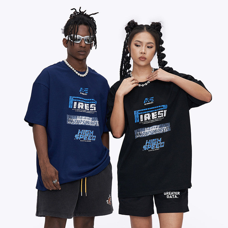 Retro Printed T-shirt Short Sleeve Men