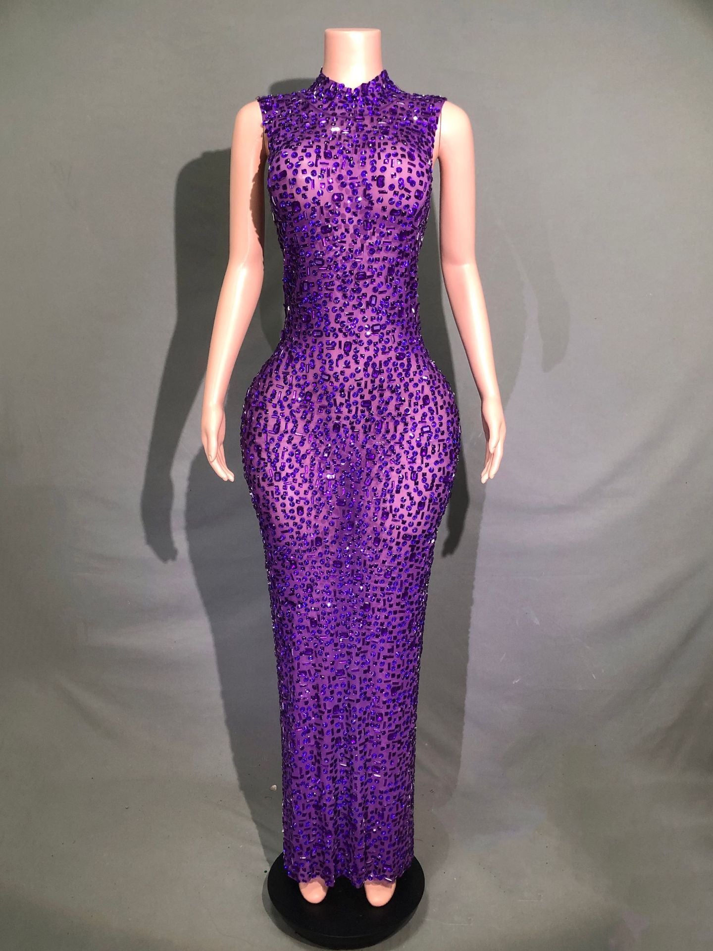 Long Rhinestone Slim Fit Slimming Dress