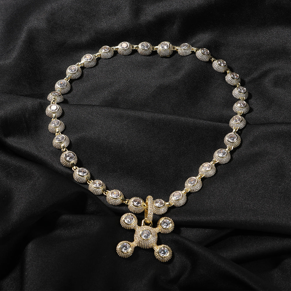 Collier en cuivre incrusté de zircons et de diamants, pendentif décoratif tendance et tendance