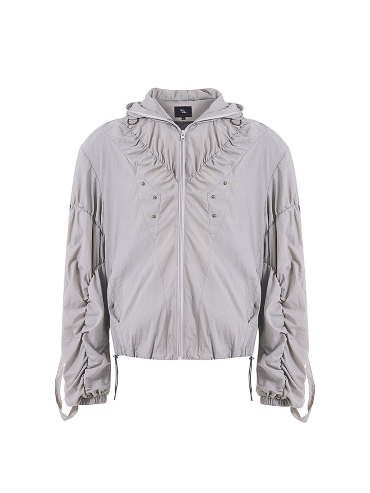 Veste à capuche plissée pour homme, imperméable au gel et aux UV