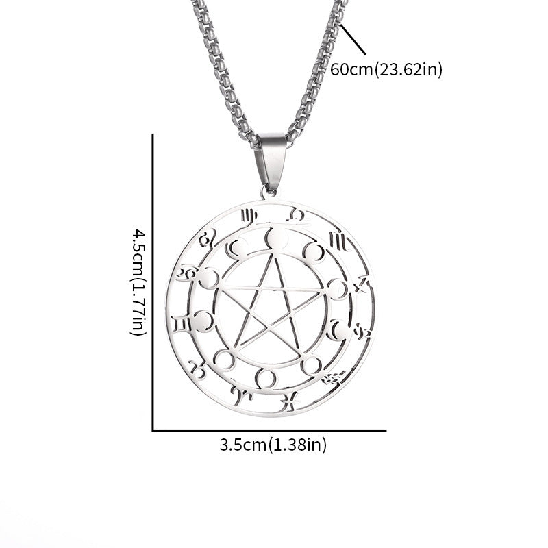 Fashion Hollowed-out Round Pentagram Necklace