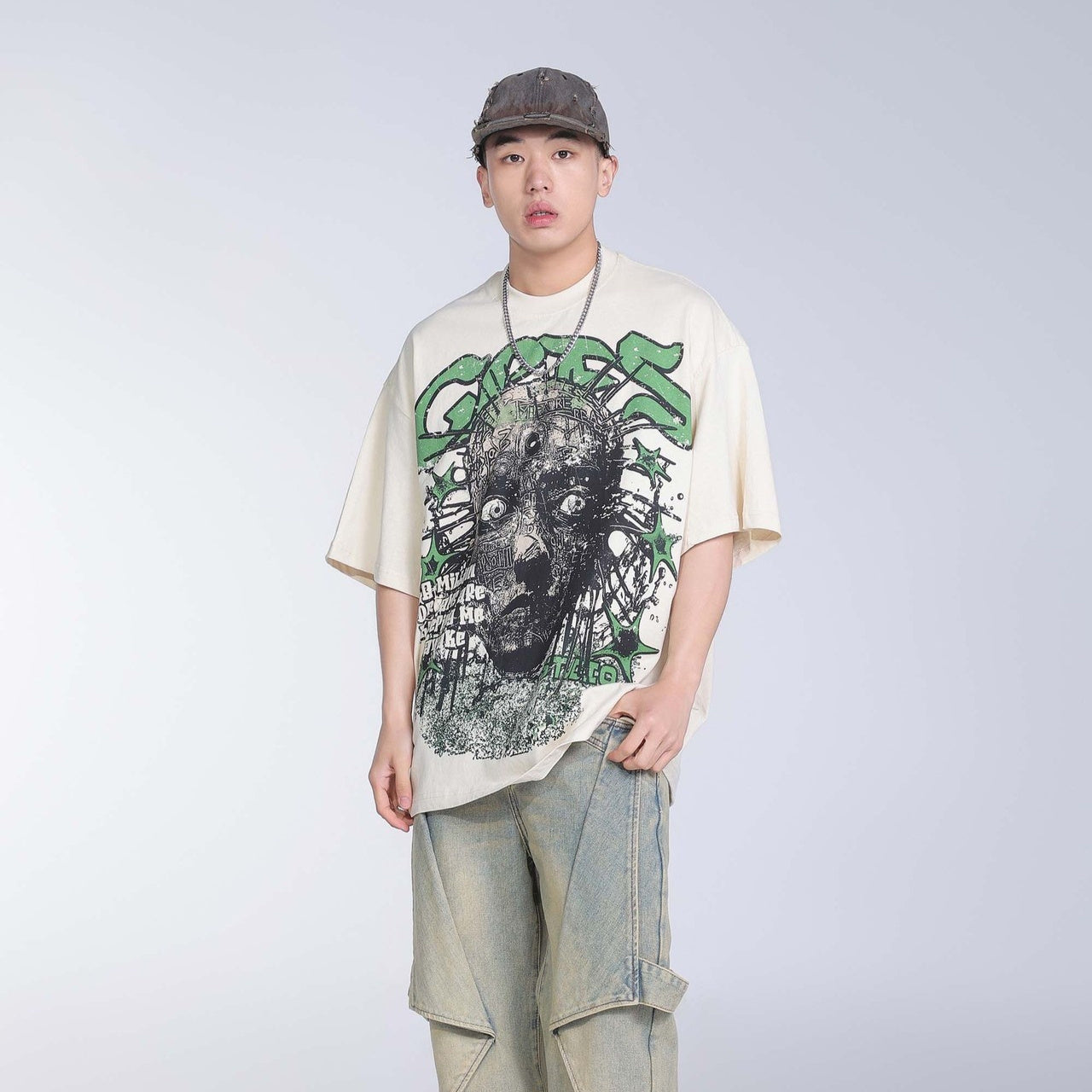 Creative Five-pointed Star Letter Print Short-sleeve T-shirt