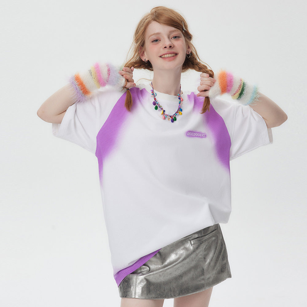 Color Matching Printed Short-sleeved T-shirt