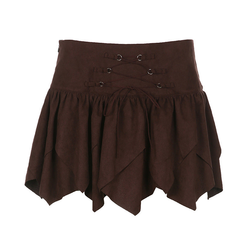 Irregular Lace-up Waist Skirt