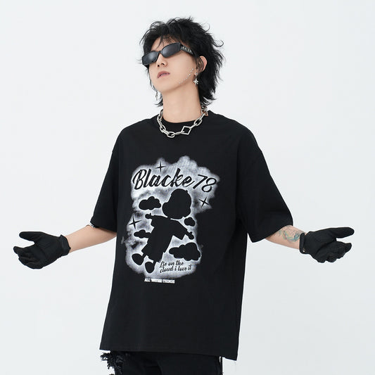 Cartoon Abstract Printing Short Sleeve Men