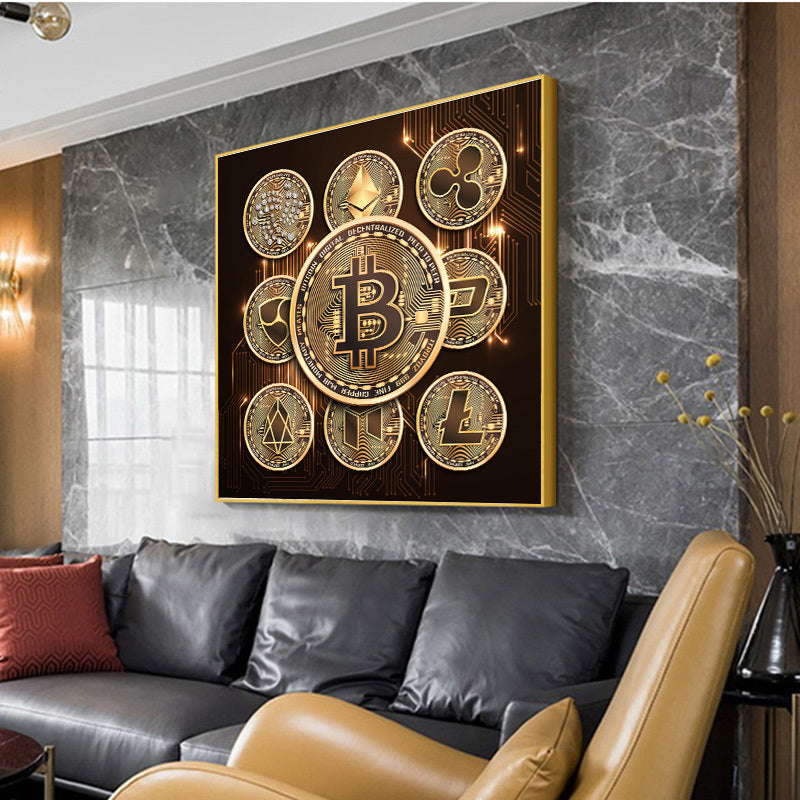 Bitcoin Painting On Canvas Of Large Size Currency Scandinavian Style Posters