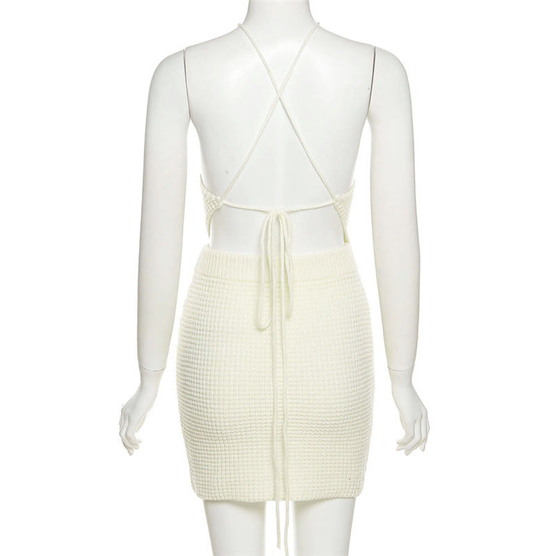 Women's High Waist Bag Hip Knitted Skirt Suit