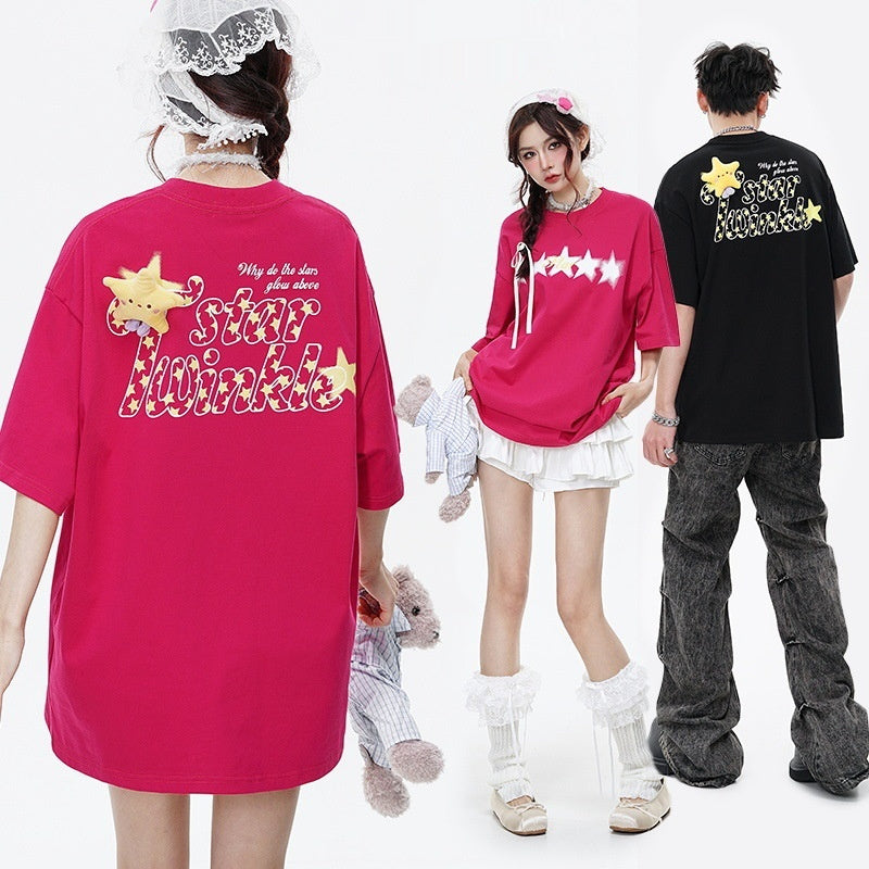 270g Removable XINGX Decorative Loose Round Neck Print T-shirt