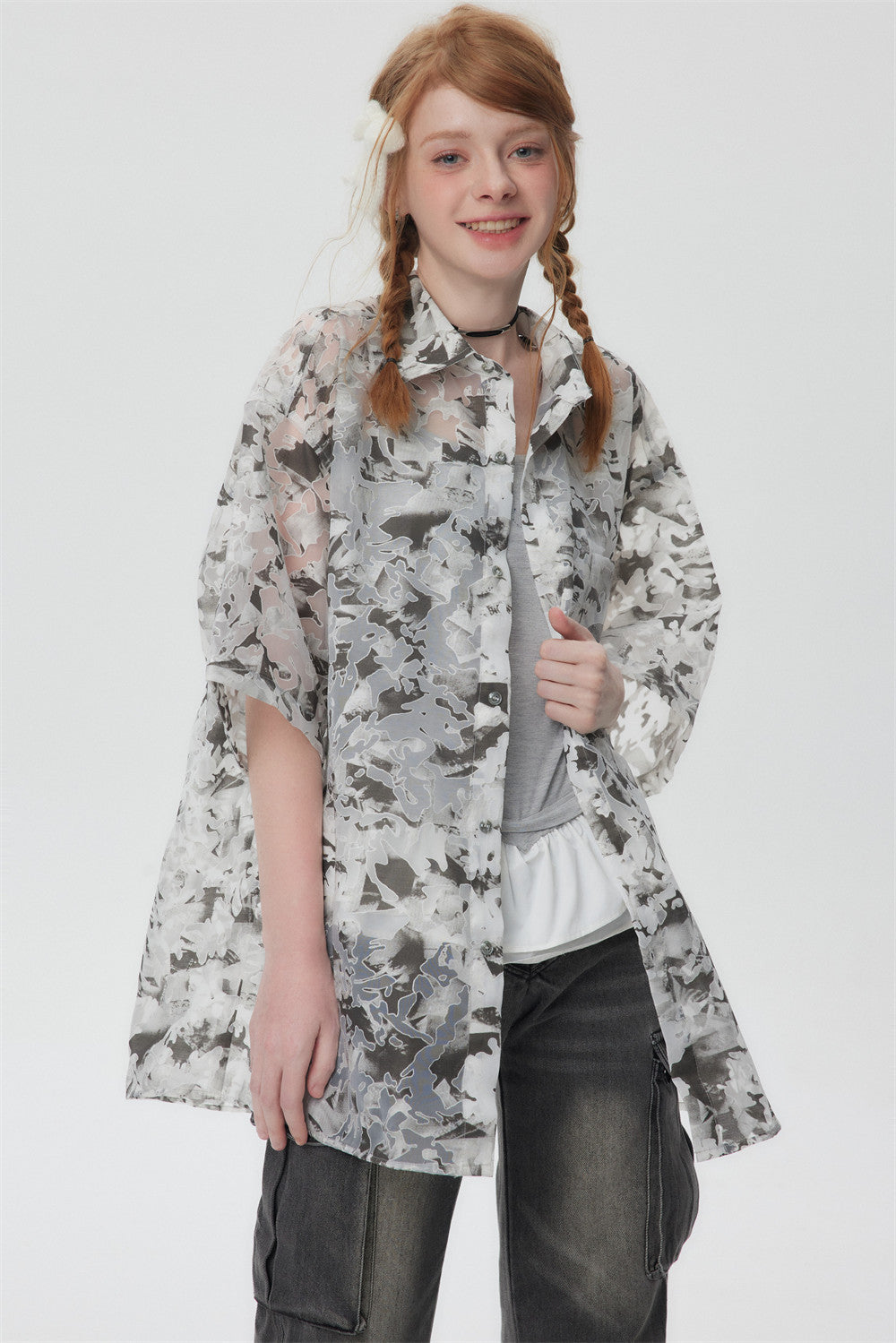 Tie-dyed Contrast Color Short-sleeved Shirt For Men