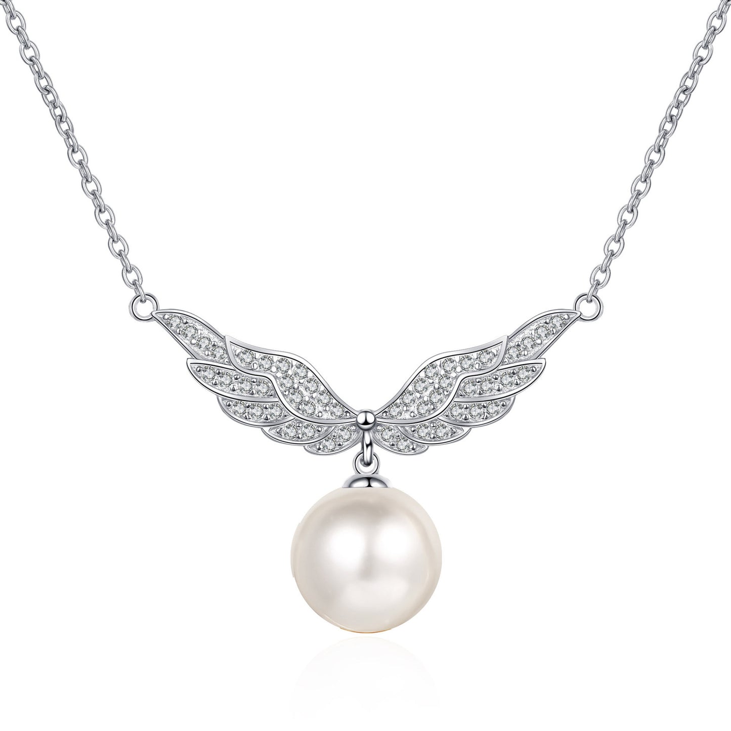 Flawless Pearl Angel Wings Mosonite Necklace