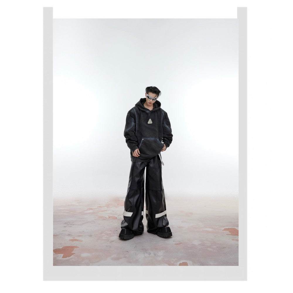 Felpa con cappuccio grigio antico lavato per uomo