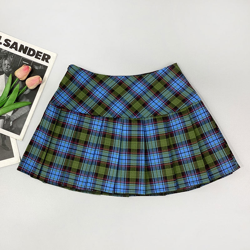 Jupe courte plissée taille haute pour femme, fine et assortie, avec un mot.