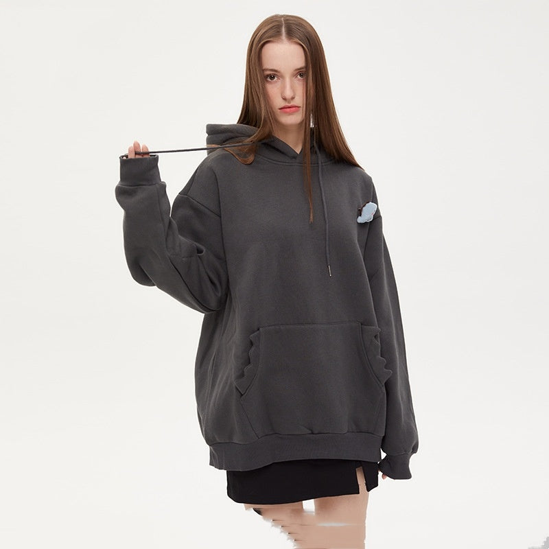 Sweater Hooded Fleece-lined Autumn New Chic Design Sense