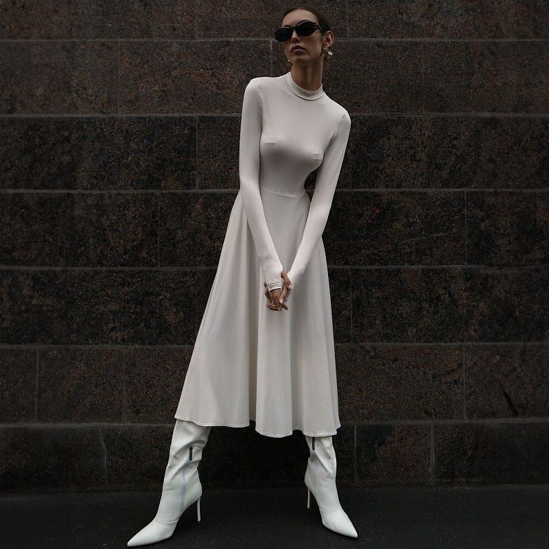 Long Sleeve Turtleneck Fishtail Dress